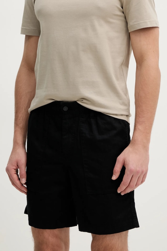 Calvin Klein Jeans pantaloni scurți din amestec de in panza negru J30J327300