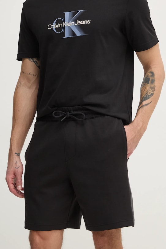 Σορτς Calvin Klein Jeans πλεκτό ύφασμα μαύρο J30J327246