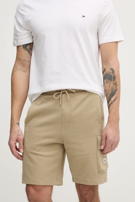 Calvin Klein Jeans szorty bawełniane nadruk zielony J30J327284