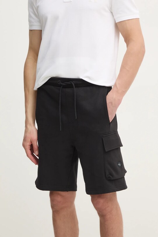 Bombažne kratke hlače Calvin Klein Jeans Pletenina črna J30J327284