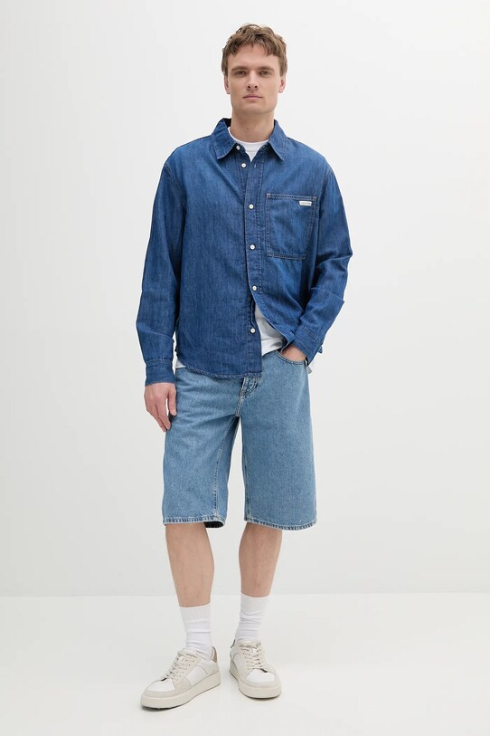 Rifľové krátke nohavice Calvin Klein Jeans J30J327187 modrá SS25