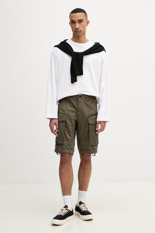 G-Star pantaloni scurți cargo pentru bărbați, din bumbac cu elastan Rovic zip regular D26214.5126 verde SS26