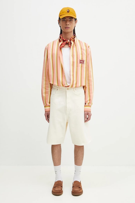 Памучен къс панталон Drôle de Monsieur Le Short Baggy G.BS147.CO188.OW бежов