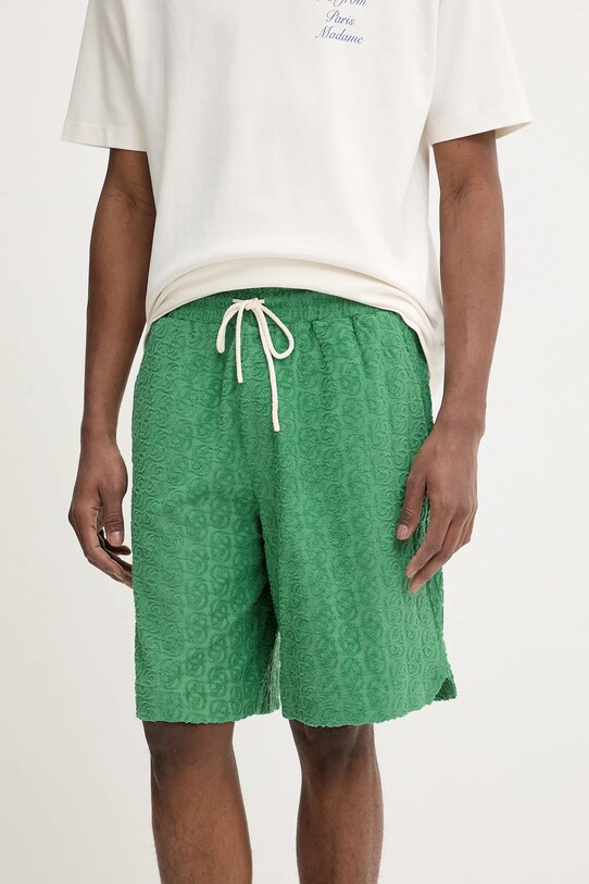 Drôle de Monsieur pantaloni scurți din bumbac Le Short Monogramme bumbac verde G.BS158.CO201.EM