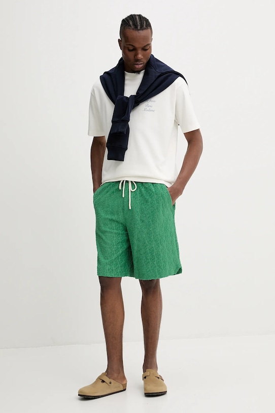 Bombažne kratke hlače Drôle de Monsieur Le Short Monogramme G.BS158.CO201.EM zelena SS25