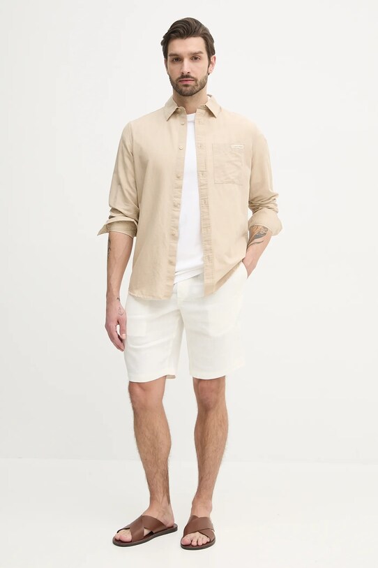 Лляні шорти Tommy Hilfiger MW0MW37804 бежевий SS25