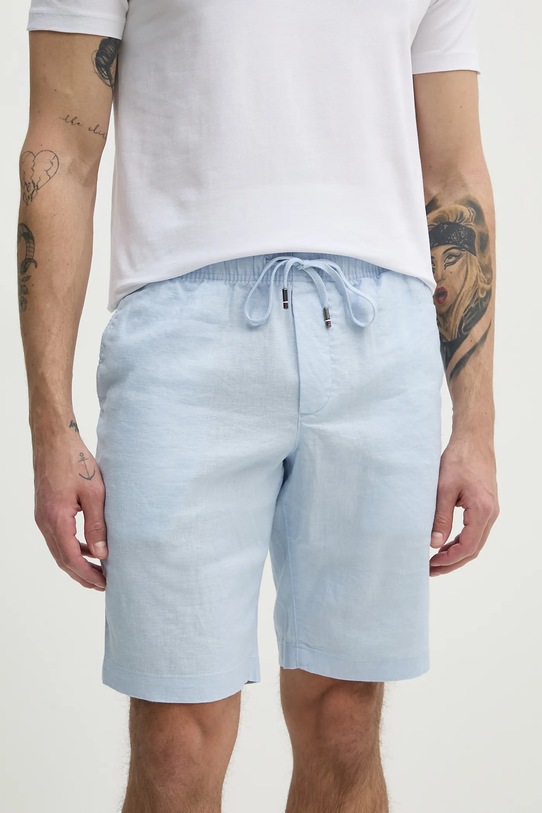 Ľanové šortky Tommy Hilfiger ľan modrá MW0MW37804