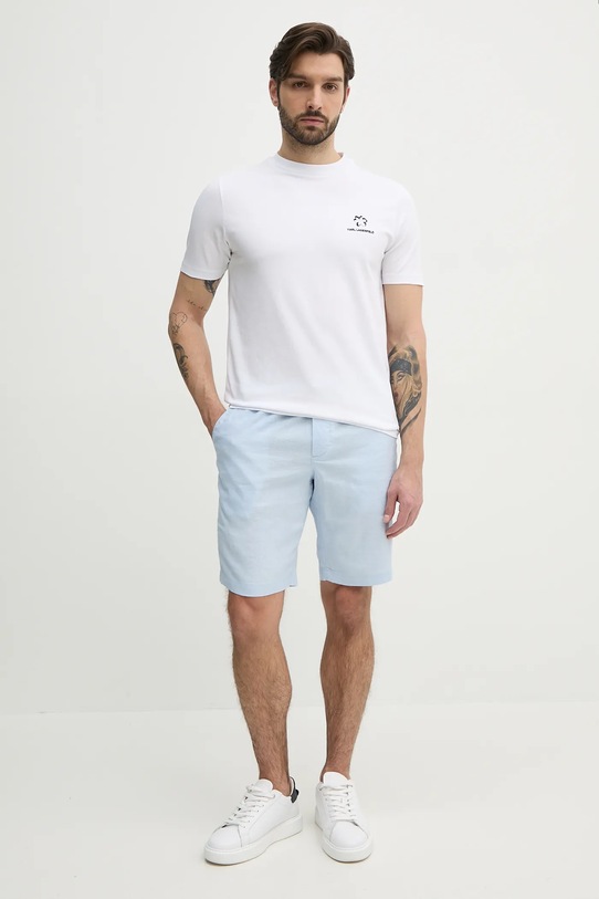 Ľanové šortky Tommy Hilfiger MW0MW37804 modrá SS25