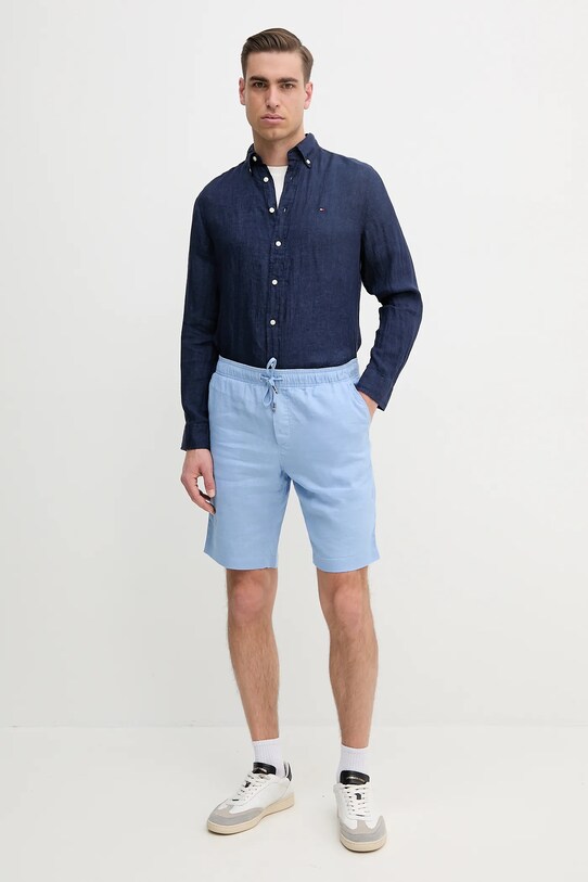 Tommy Hilfiger szorty lniane MW0MW37804 niebieski SS25