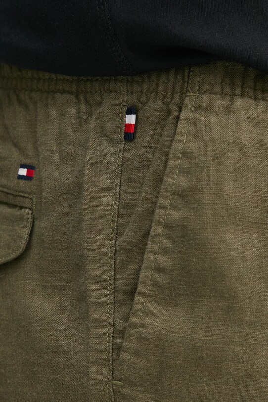 Ľanové šortky Tommy Hilfiger zelená MW0MW37804