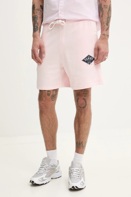 Tommy Jeans szorty bawełniane nadruk różowy DM0DM20936