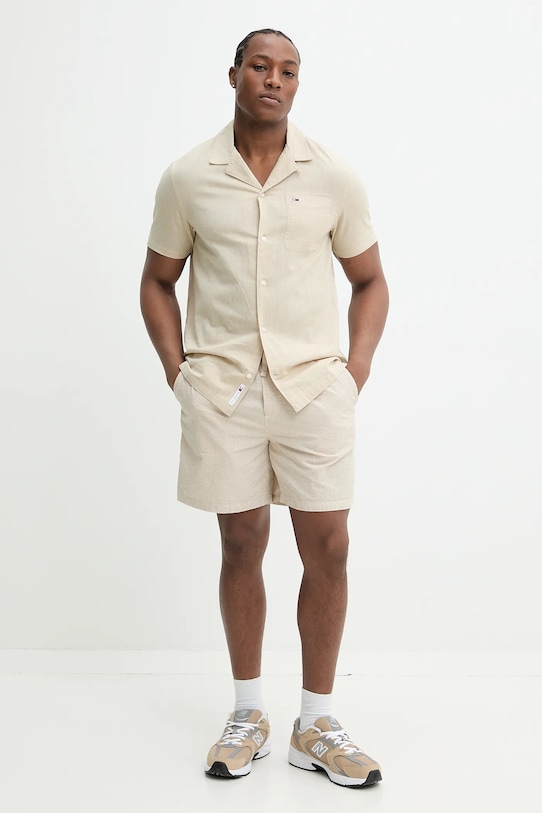 Tommy Jeans pantaloni scurți din bumbac DM0DM21946 bej SS25