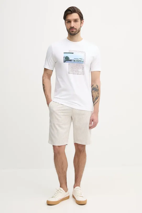 Joop! szorty z domieszką lnu 30046558 beżowy SS25