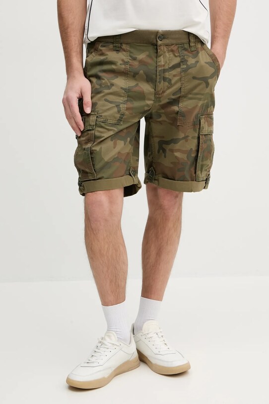 Bavlněné šortky Aeronautica Militare látka zelená BE250CT3502