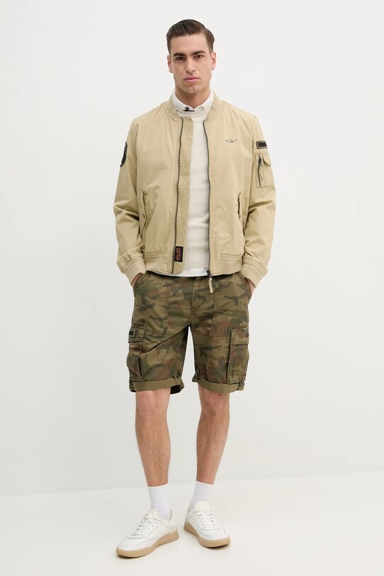 Bavlněné šortky Aeronautica Militare BE250CT3502 zelená SS25