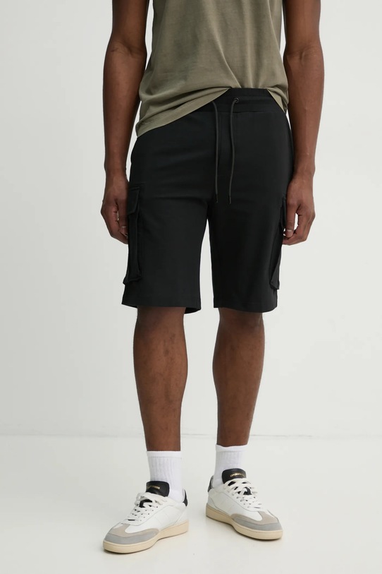 Aeronautica Militare pantaloni scurți cu elastan negru BF025F459