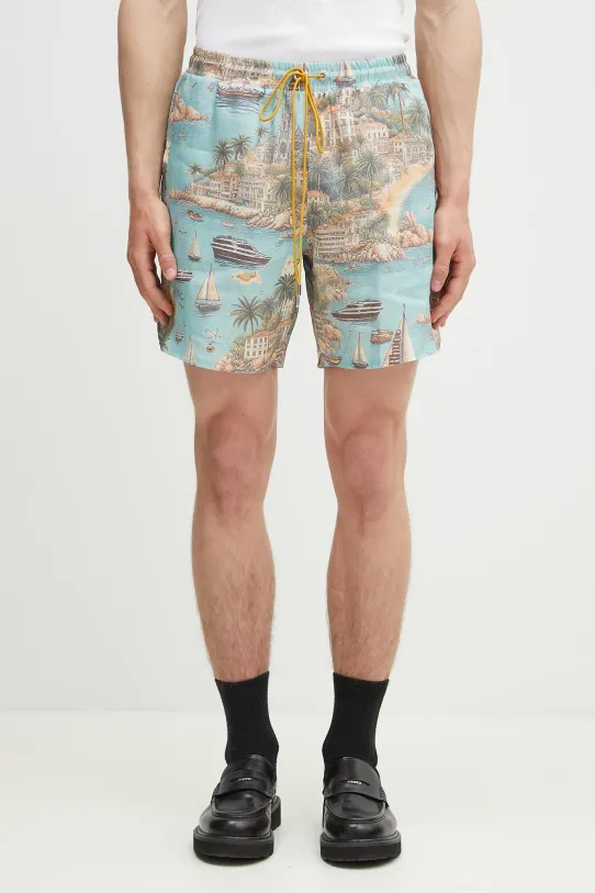 RHUDE linen shorts Sailing Map all-over print blue RHPS25SH03012