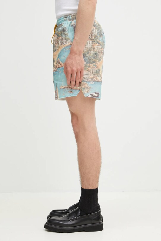RHUDE szorty lniane Sailing Map RHPS25SH03012 niebieski SS25