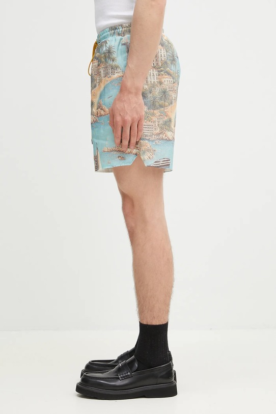 RHUDE linen shorts Sailing Map RHPS25SH03012 blue SS25
