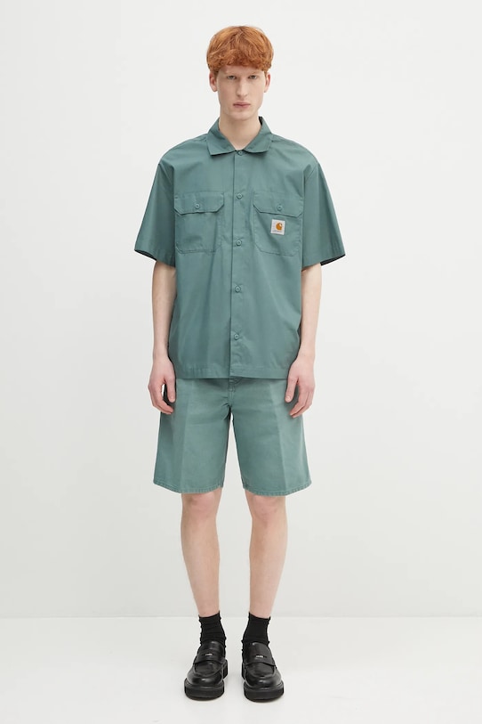 Carhartt WIP pantaloncini in cotone Single Knee Short I034797.2M24O verde