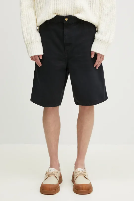 Rifľové krátke nohavice Carhartt WIP Single Knee Short látka čierna I034797.894O