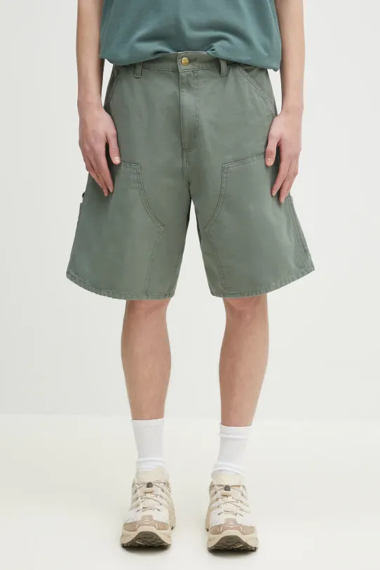 Бавовняні шорти Carhartt WIP Double Knee Short гладкий зелений I034793.1YF06