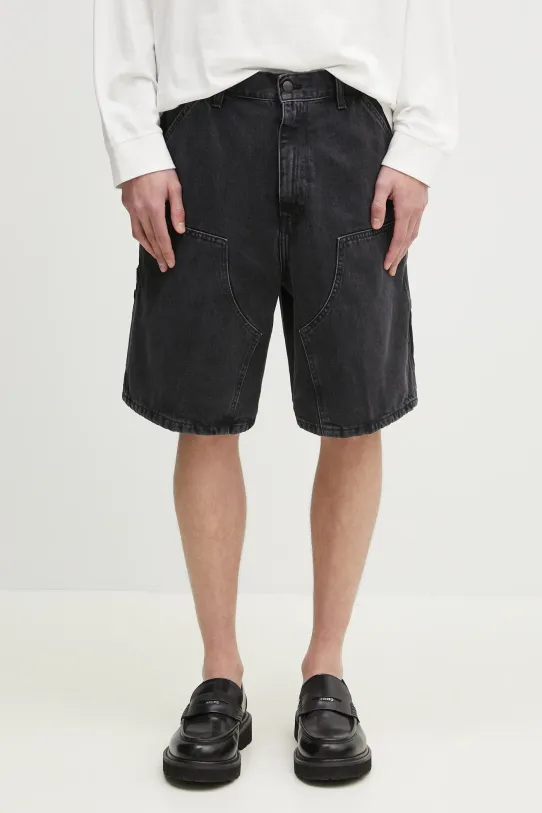 Carhartt WIP denim shorts Double Knee Short denim black I034867.8906