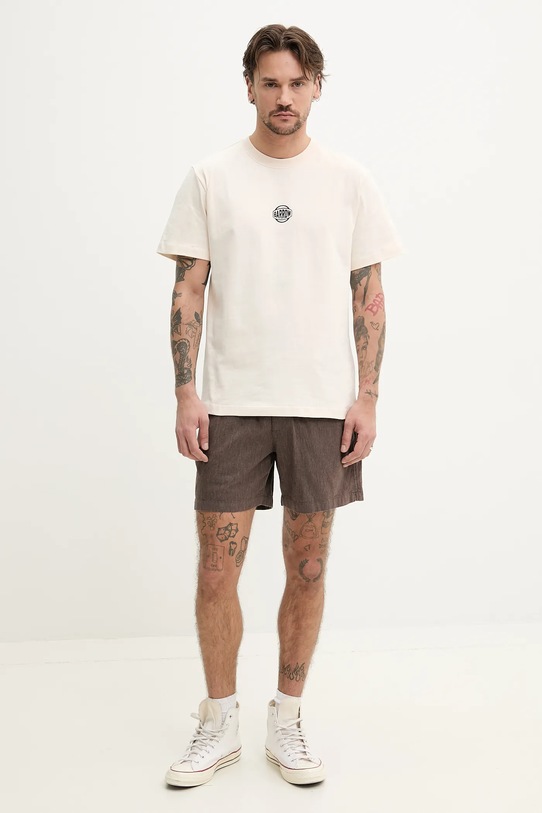 Abercrombie & Fitch pantaloni scurți din amestec de in KI128.5064.428 maro SS25