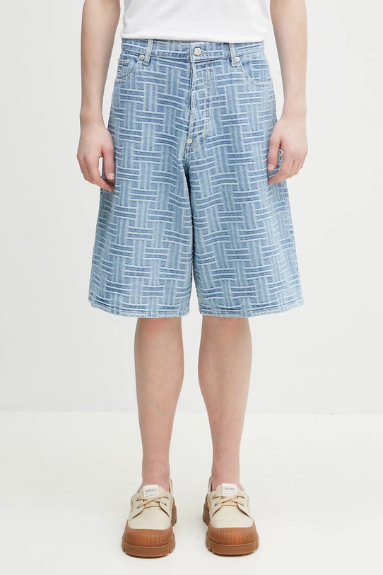 Kenzo szorty jeansowe wzorzyste niebieski FF55DS3396J4.DB