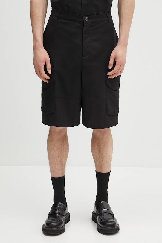 Daily Paper pamut rövidnadrág Cotton Cargo Shorts sima fekete 2511027