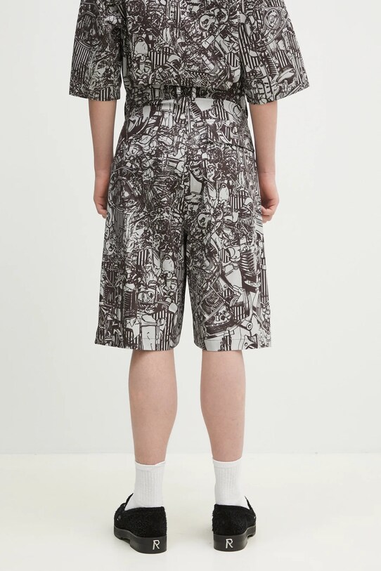 Дрехи Памучен къс панталон Marcelo Burlon Aop Mech Pajama Shorts Dark Grey Medium CMCB00AS25FAB0010706 сив