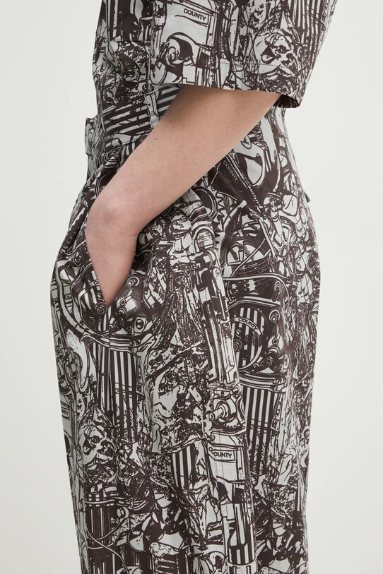 Marcelo Burlon pantaloni scurti din bumbac Aop Mech Pajama Shorts Dark Grey Medium gri CMCB00AS25FAB0010706