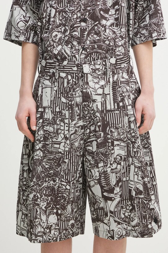 Marcelo Burlon pantaloni scurti din bumbac Aop Mech Pajama Shorts Dark Grey Medium CMCB00AS25FAB0010706 gri
