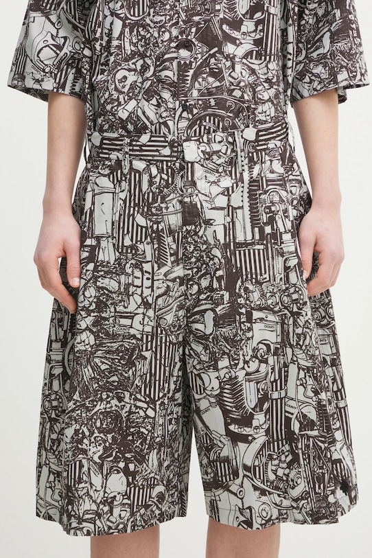 Marcelo Burlon pantaloni scurti din bumbac Aop Mech Pajama Shorts Dark Grey Medium CMCB00AS25FAB0010706 gri