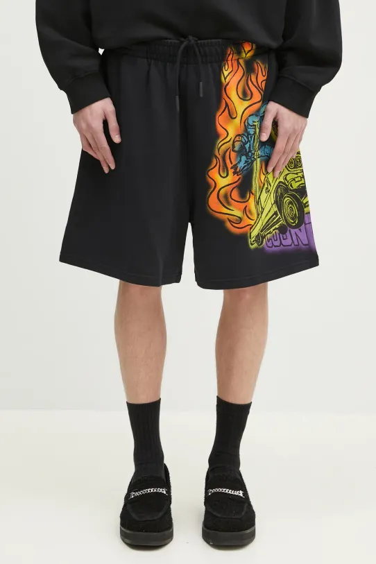 Хлопковые шорты Marcelo Burlon County Flame Comfy Sweatshort Black Red печать чёрный CMCI012S25FLE0031025