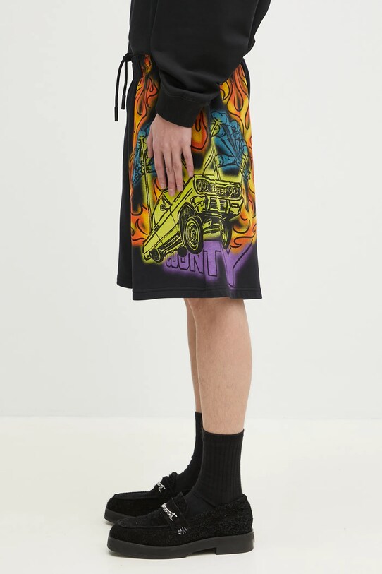 Marcelo Burlon szorty bawełniane County Flame Comfy Sweatshort Black Red CMCI012S25FLE0031025 czarny SS25