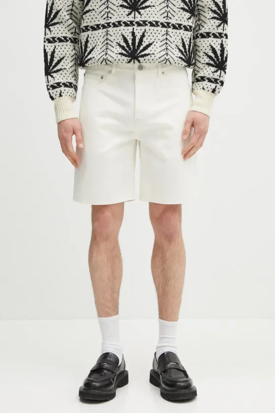 Džínové šortky Lacoste hladký béžová FH9932