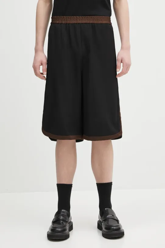 Wales Bonner wool shorts Ossie fabric black MS25TR20.WV03.999