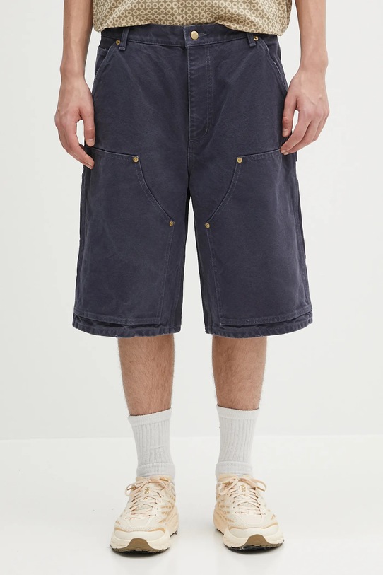 AMBUSH pantaloni scurți din bumbac Canvas Carpenter Short Pants uni bleumarin 12115320