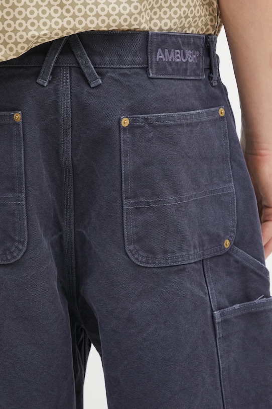AMBUSH pantaloni scurți din bumbac Canvas Carpenter Short Pants bleumarin 12115320