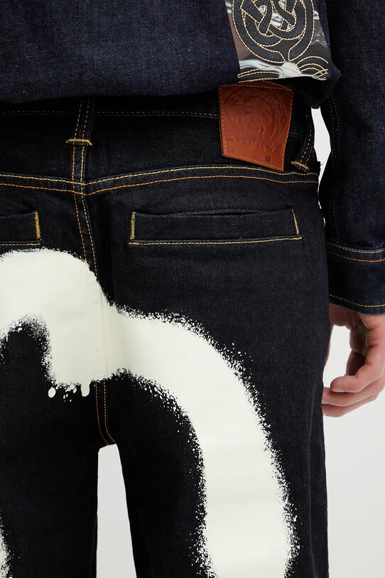 Джинсові шорти Evisu Graffiti Daicock Printed Denim темно-синій 2ESHTM5DS1142