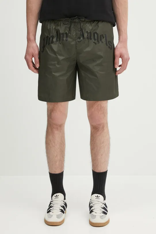 Palm Angels szorty kąpielowe Curved Logo zielony PMFD018S25FAB0015610