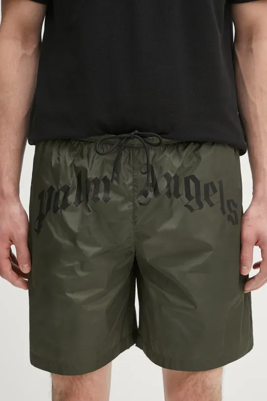 Palm Angels szorty kąpielowe Curved Logo zielony PMFD018S25FAB0015610