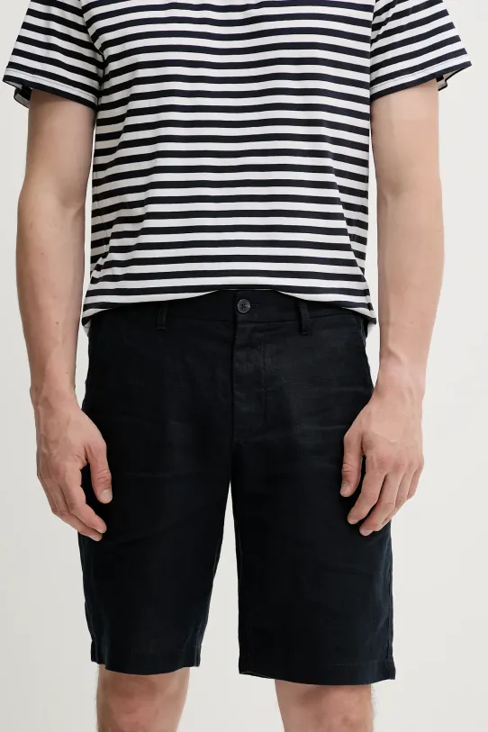 Marc O'Polo szorty lniane tkanina granatowy M24003915000
