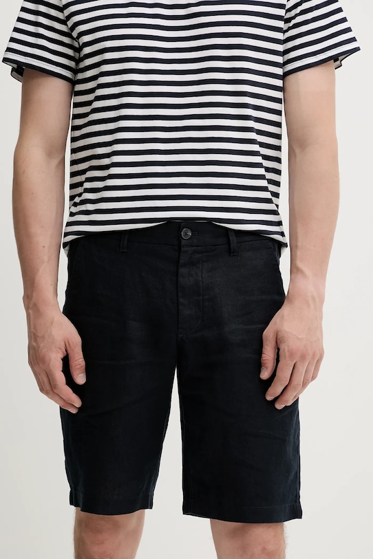 Marc O'Polo szorty lniane tkanina granatowy M24003915000