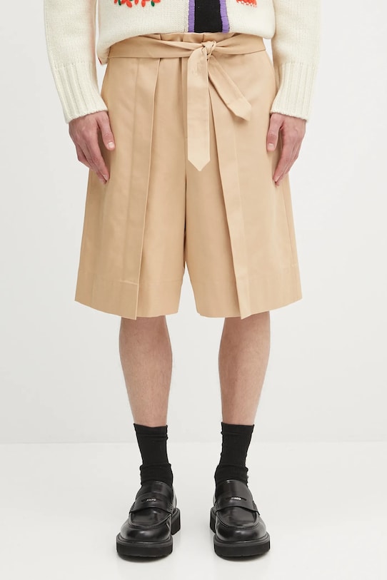 Бавовняні шорти JW Anderson Folded Front Pleat гладкий бежевий SR0107.PG1713.132