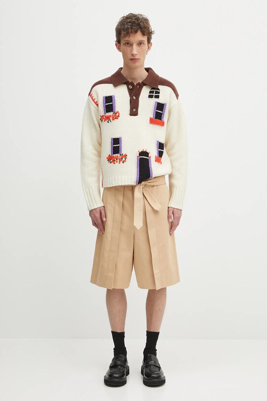 JW Anderson szorty bawełniane Folded Front Pleat SR0107.PG1713.132 beżowy