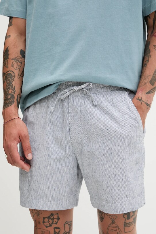 Abercrombie & Fitch szorty z domieszką lnu wzorzyste granatowy KI128.5060.214
