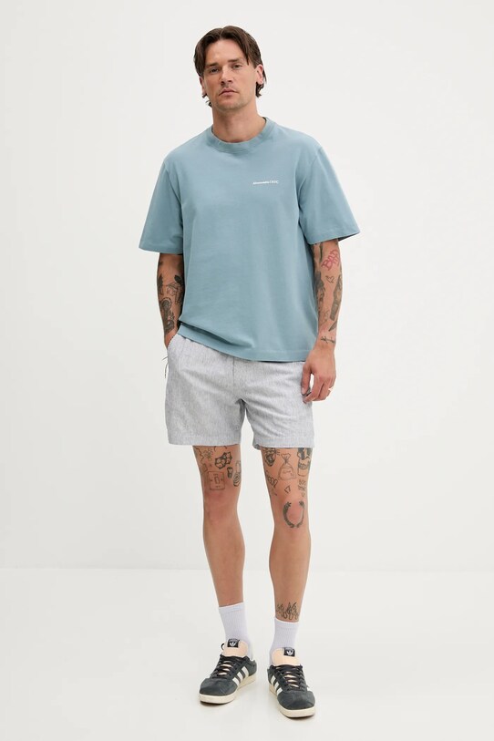 Abercrombie & Fitch szorty z domieszką lnu KI128.5060.214 granatowy SS25