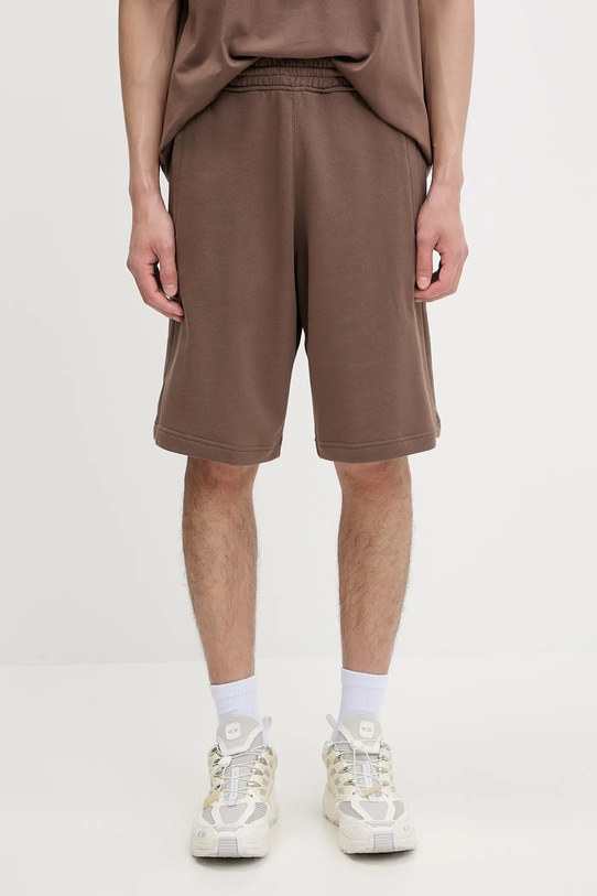 adidas Originals szorty bawełniane Ess Nc Oc Tee gładkie brązowy KE6583